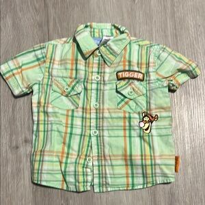 Disney Tigger Green Plaid Kids Shirt 12M